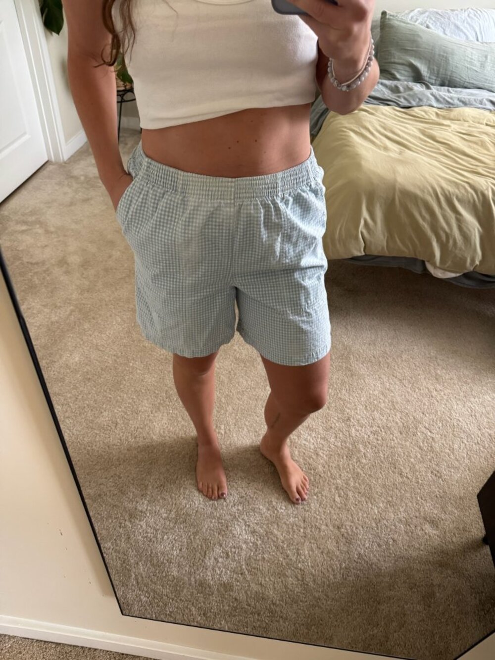 Vintage Jones New York Sport Blue Gingham Lounge Shorts Size Medium